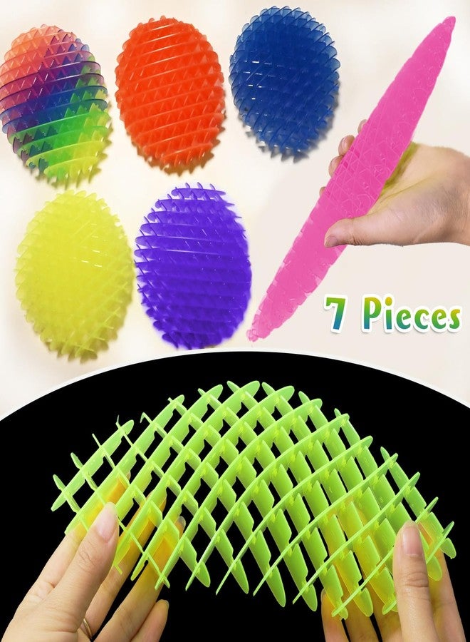 KEJIH Fidget Worm Toy 7 PCS - Sensory Slug Fidget Toy,Multicolor Stress Relief Fidget Toys,Resistance Fidget Toys,Anxiety Relief Toys for Kids & Adults,Elastic Mesh Toys (7 Colors Packing) - Image 3